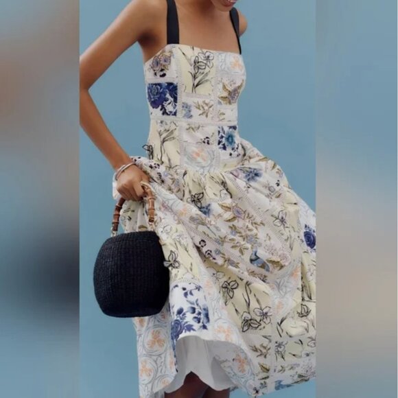 Antropologie Maeve Patchwork Midi Dress size L - Picture 2 of 9